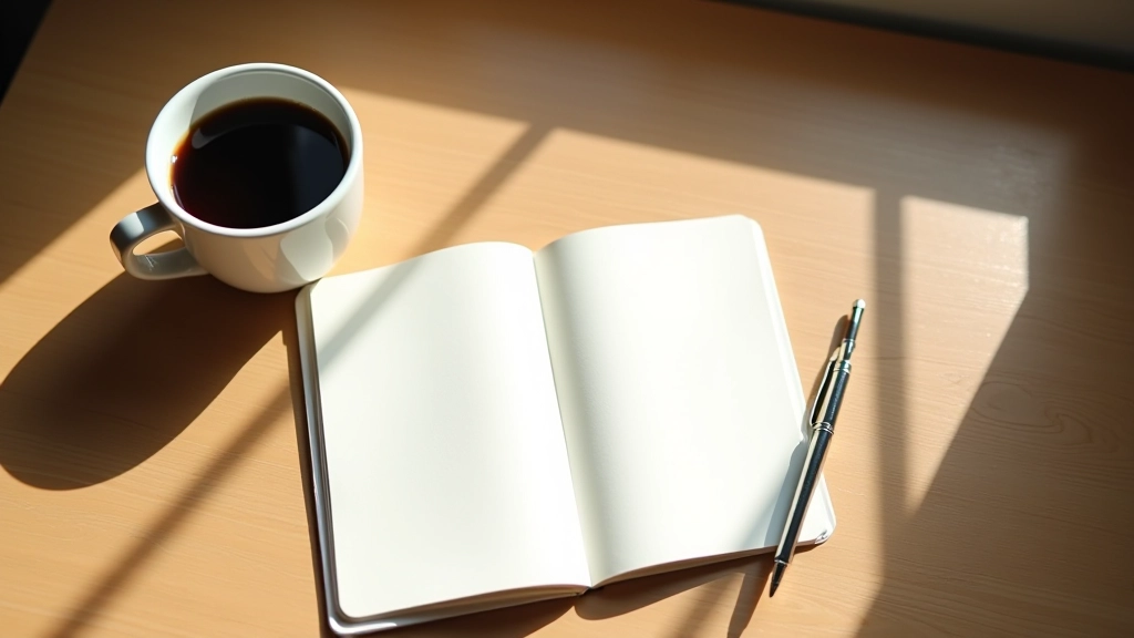 Cahier de notes avec stylo sur une table en bois naturel