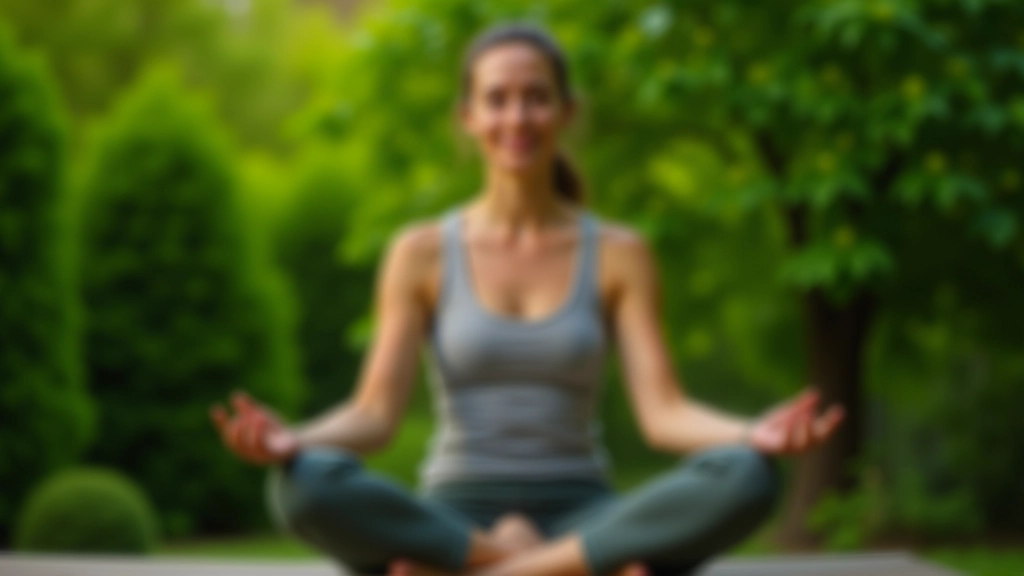Personne méditant dans un jardin calme avec feuillage vert luxuriant